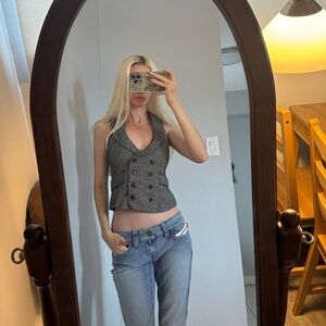 Dynamite Charcoal Double-Breasted Blouse